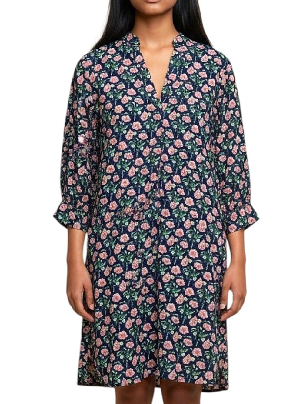THML Floral Print Cotton Shirtdress Good Cond V-neck Pullover 100% cotton - Med